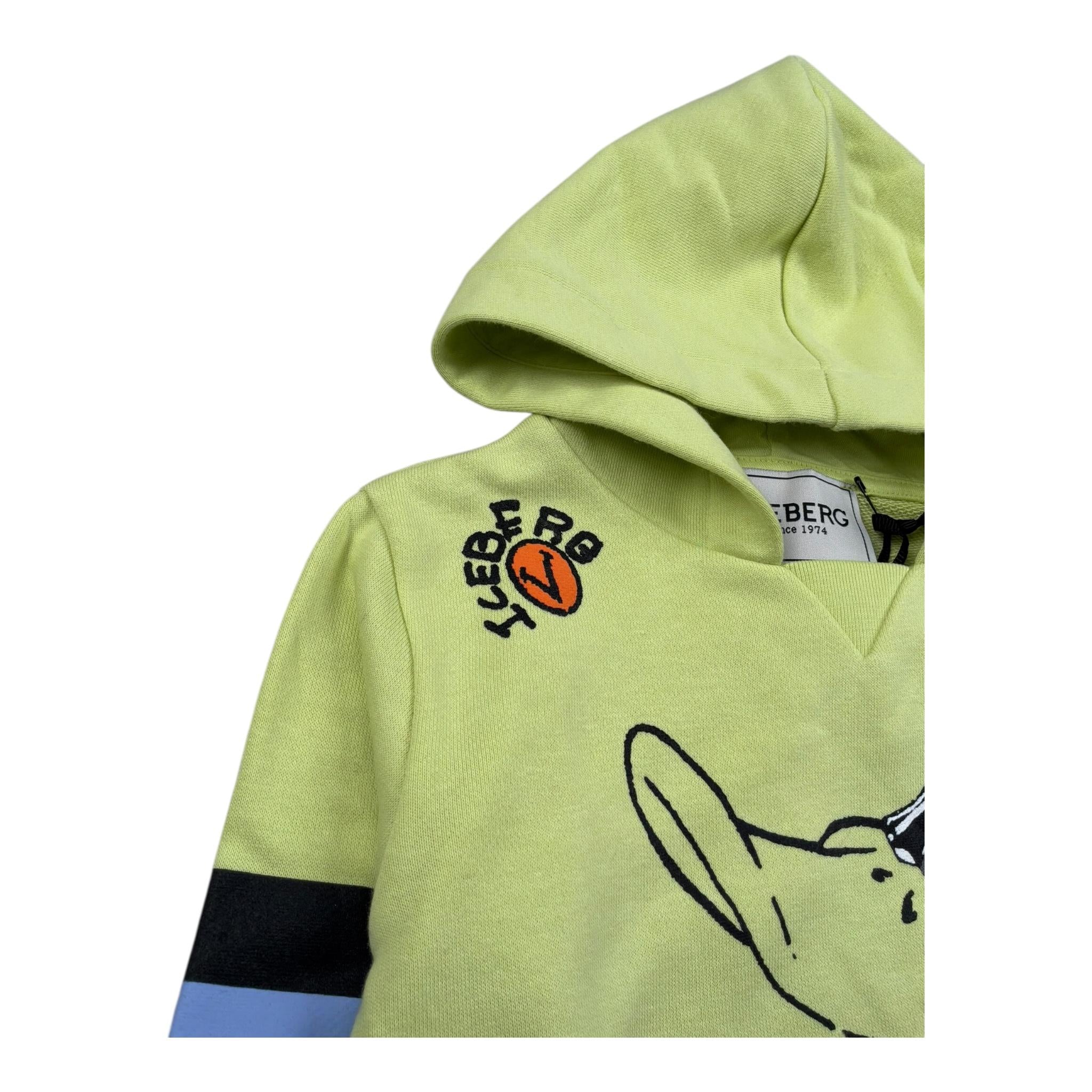 Iceberg Felpa Chiusa con Cappuccio Tinta Unita con Stampa per Bambino MFICE5102B VERDE ICEBERG 