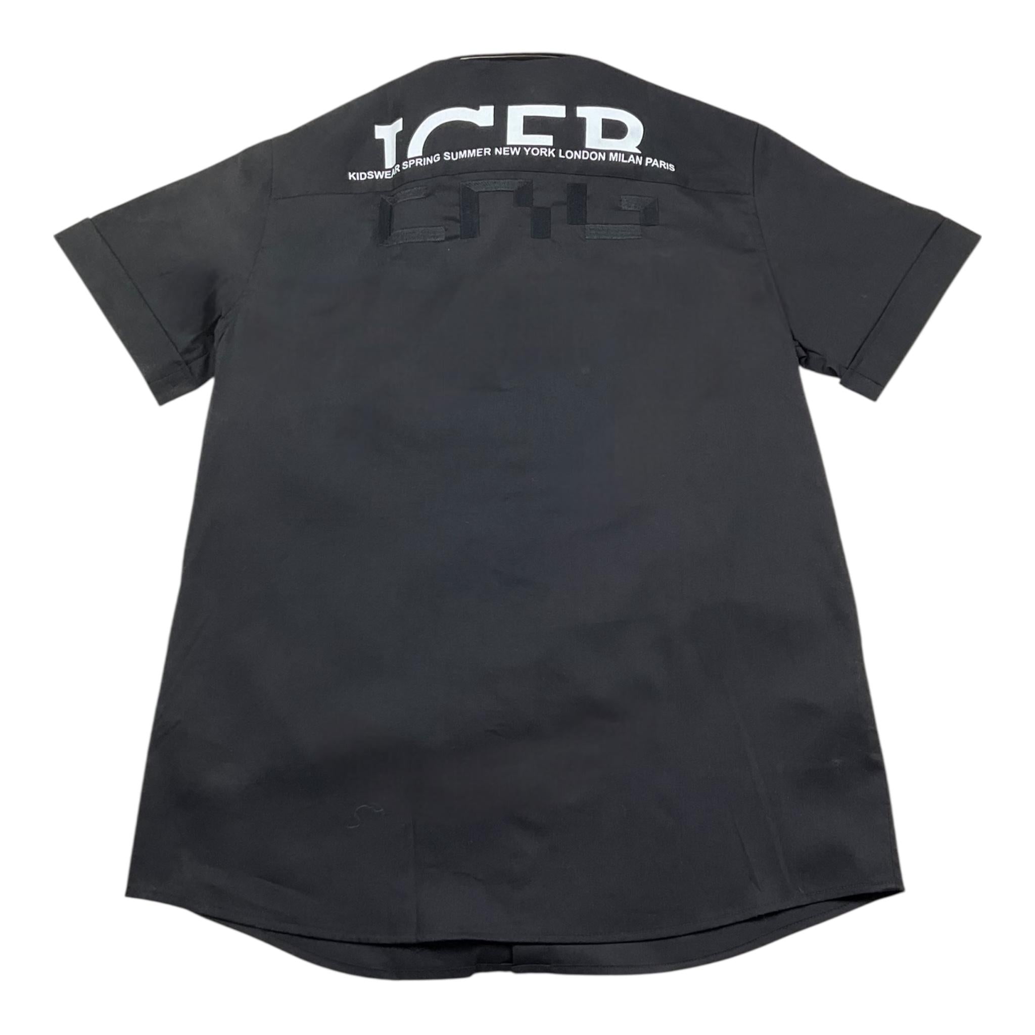 Iceberg Camicia Mezza Manica Tinta Unita con Logo per Bambino CMICE4103J NERO ICEBERG 