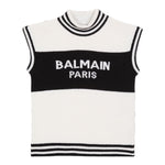 BALMAIN maglia giromanica tinta unita con logo Panna per Bambino BV9A51 PANNA BALMAIN 