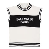BALMAIN maglia giromanica tinta unita con logo Panna per Bambino BV9A51 PANNA BALMAIN 