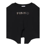 Pinko T-Shirt Girocollo Tinta Unita con Logo per Bambina KFTS004X NERO PINKO 