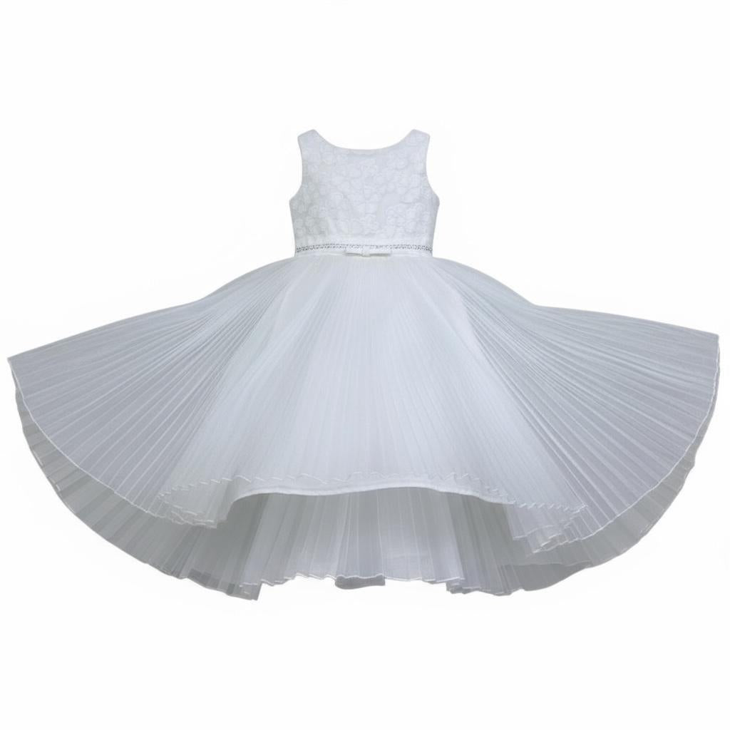 Monnalisa Abito Cerimonia Tinta Unita con Ricami per Bambina 799901 PANNA MONNALISA 