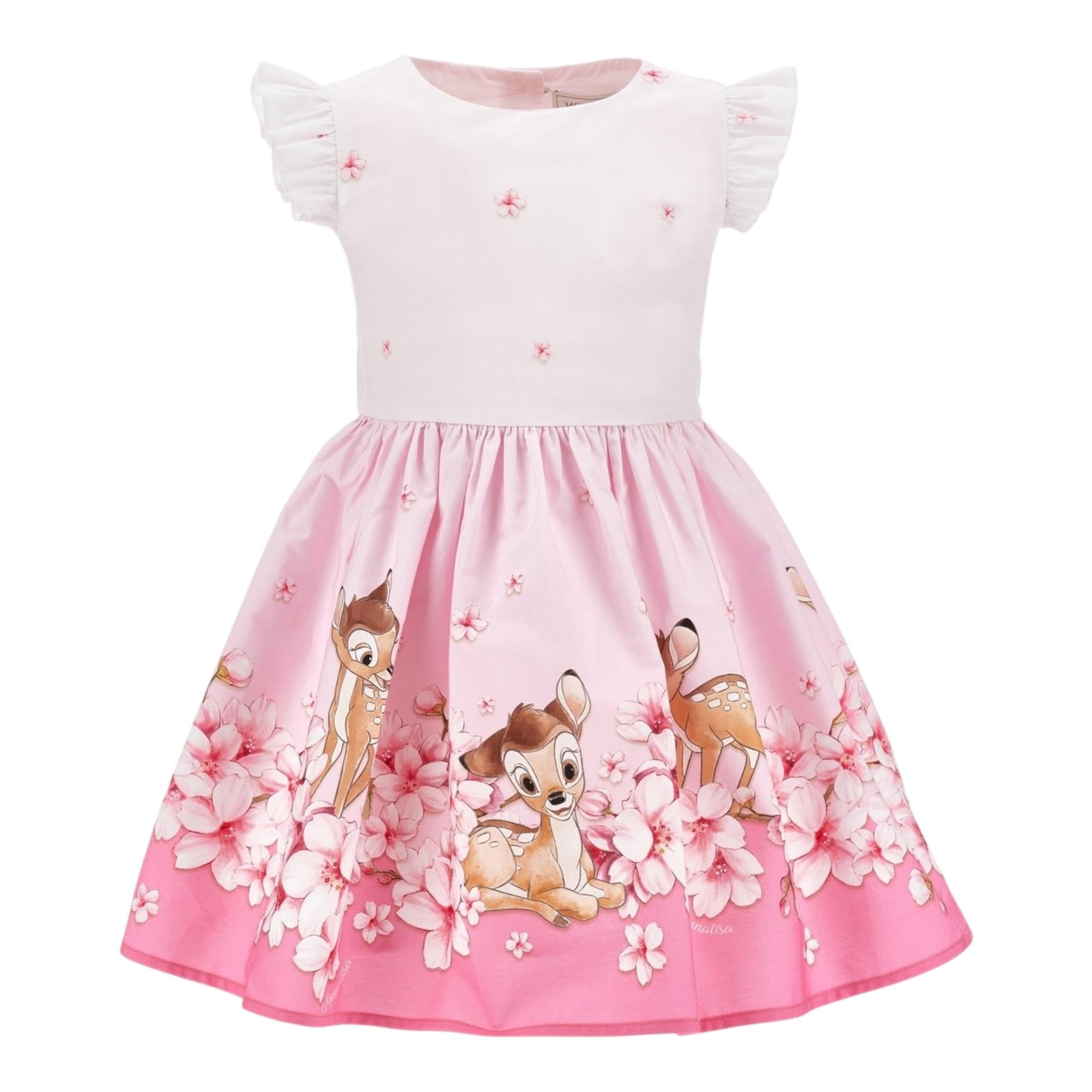 Monnalisa Abito Mezza Manica Tinta Unita con Stampe per Bambina 11E912 ROSA MONNALISA 