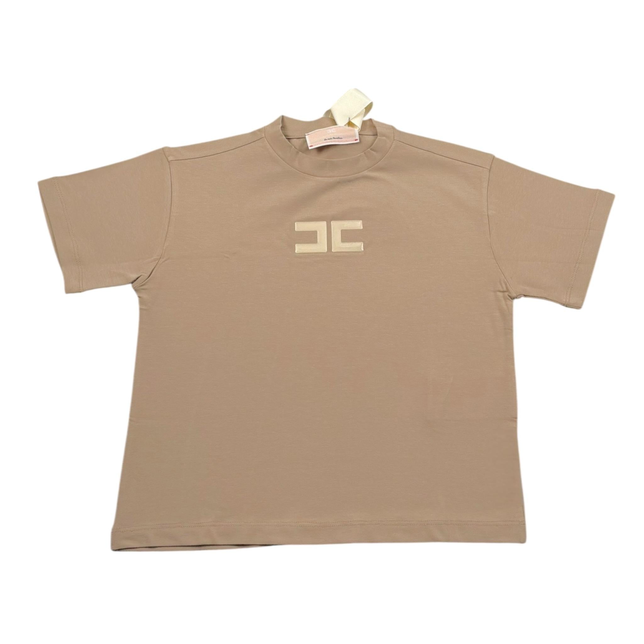Elisabetta Franchi T-Shirt Tinta Unita con Logo per Bambina EFTS207 SABBIA ELISABETTA FRANCHI 