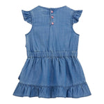 Guess Abito In Denim Tinta Unita Giromanica con Balze per Neonata K5GK27D3X30 BLU GUESS 