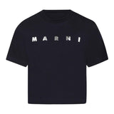 Marni T-Shirt Girocollo Tinta Unita con Stampa per Bambina M01317X BLU MARNI 