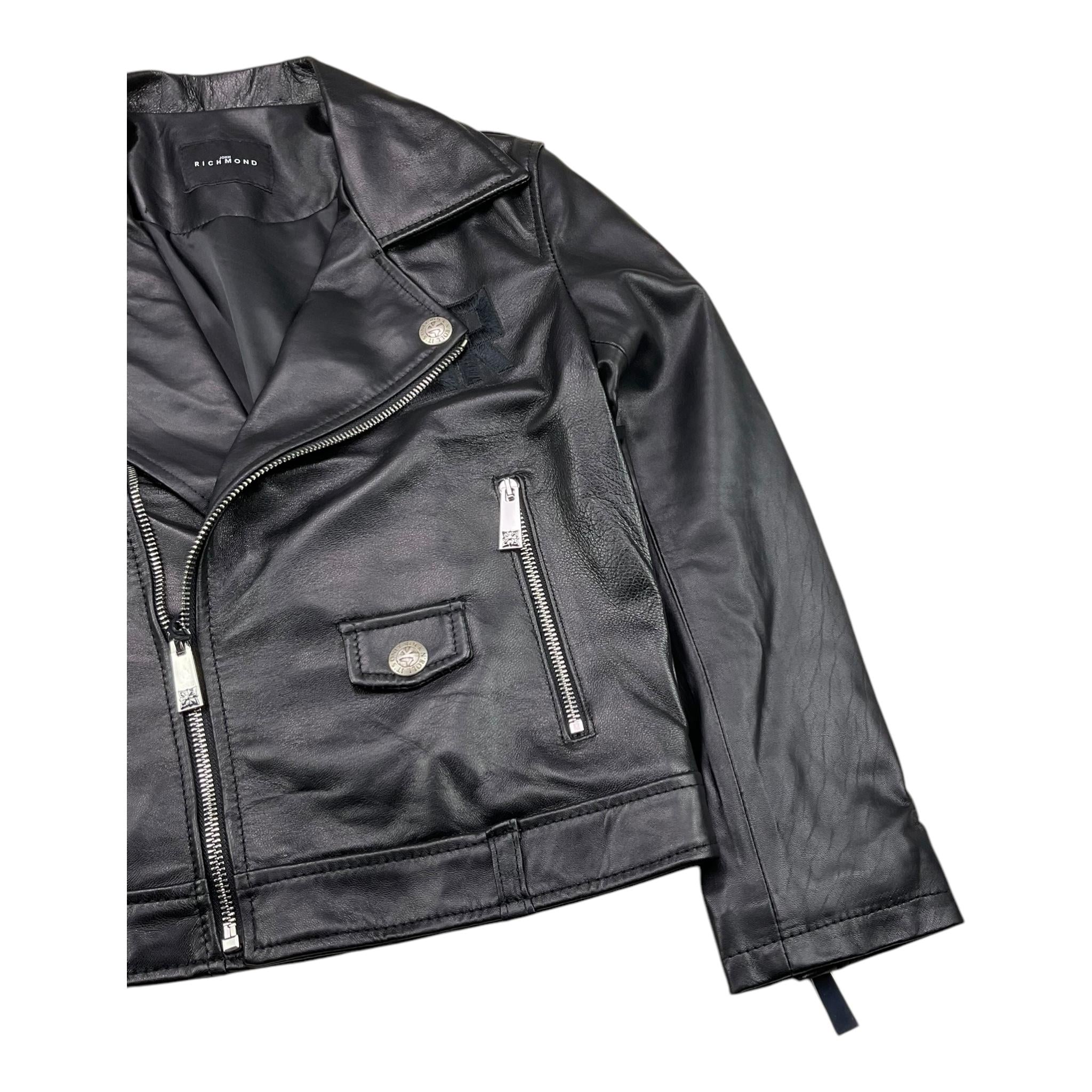 JOHN RICHMOND chiodo in pelle tinta unita Nero per Bambina RGA25161GB NERO JOHN RICHMOND 