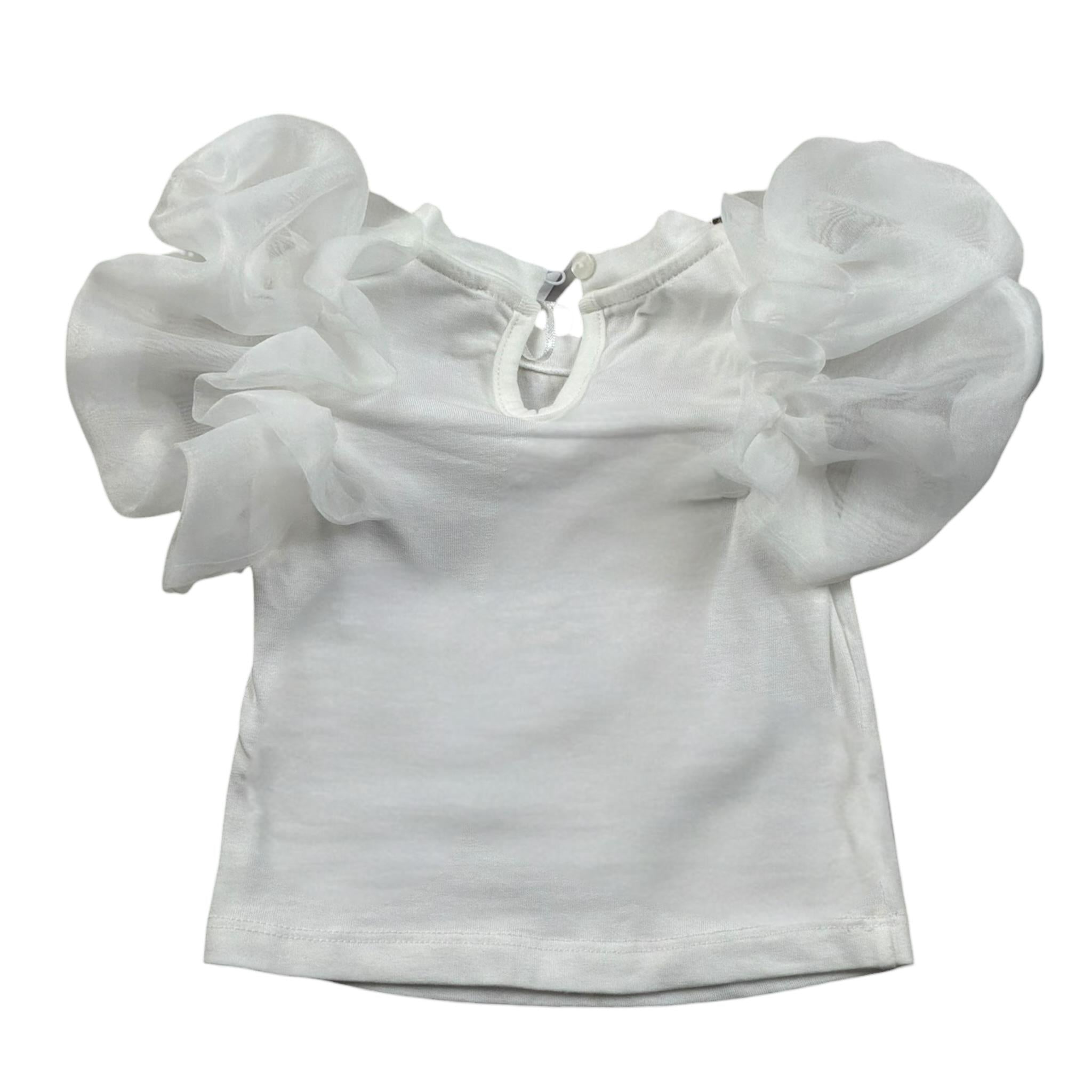 Miss Grant T-Shrit Girocollo Tinta Unita con Applicazioni per Neonata MG1244 BIANCO MISS GRANT 