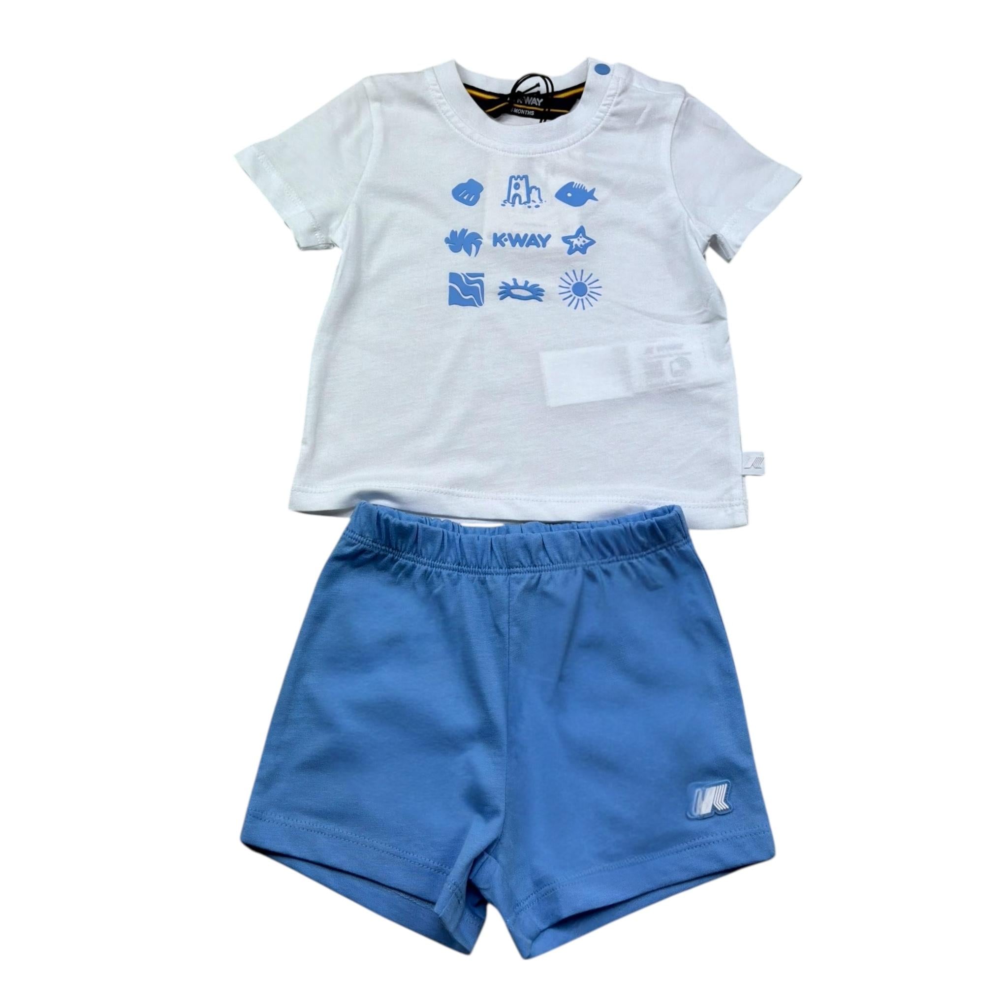 K-Way Completo 2 Pezzi Bicolore T-Shirt-Bermuda per Neonato K2151EW BIANCO/BLU K-WAY 