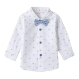 Mini Banda Camicia Manica Lunga tinta unita con Papillon Bianco per Neonato 3B600X BIANCO MINI BANDA 