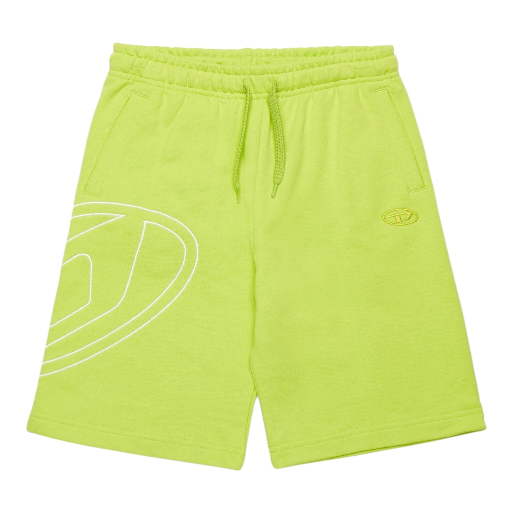 Diesel Bermuda In Tuta Tinta Unita con Logo per Bambino J02273 VERDE FLUO DIESEL 