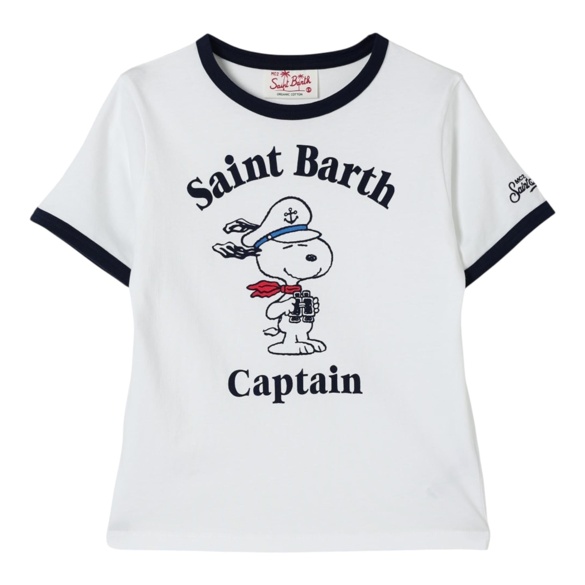 Saint Barth T-Shirt Girocollo Tinta Unita Stampa Snoopie per Neonato DENA001N BIANCO SAINT BARTH 
