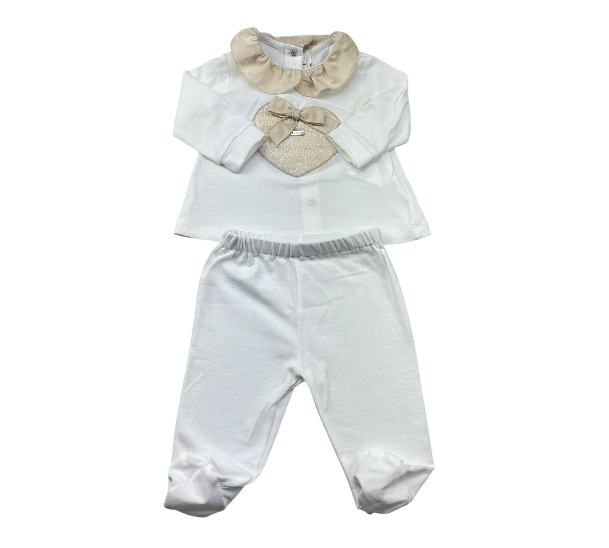 Le Bebe Completo 2 Pezzi Shirt-Ghettina Tinta Unita per Neonata LBG6335 BIANCO LE BEBE 