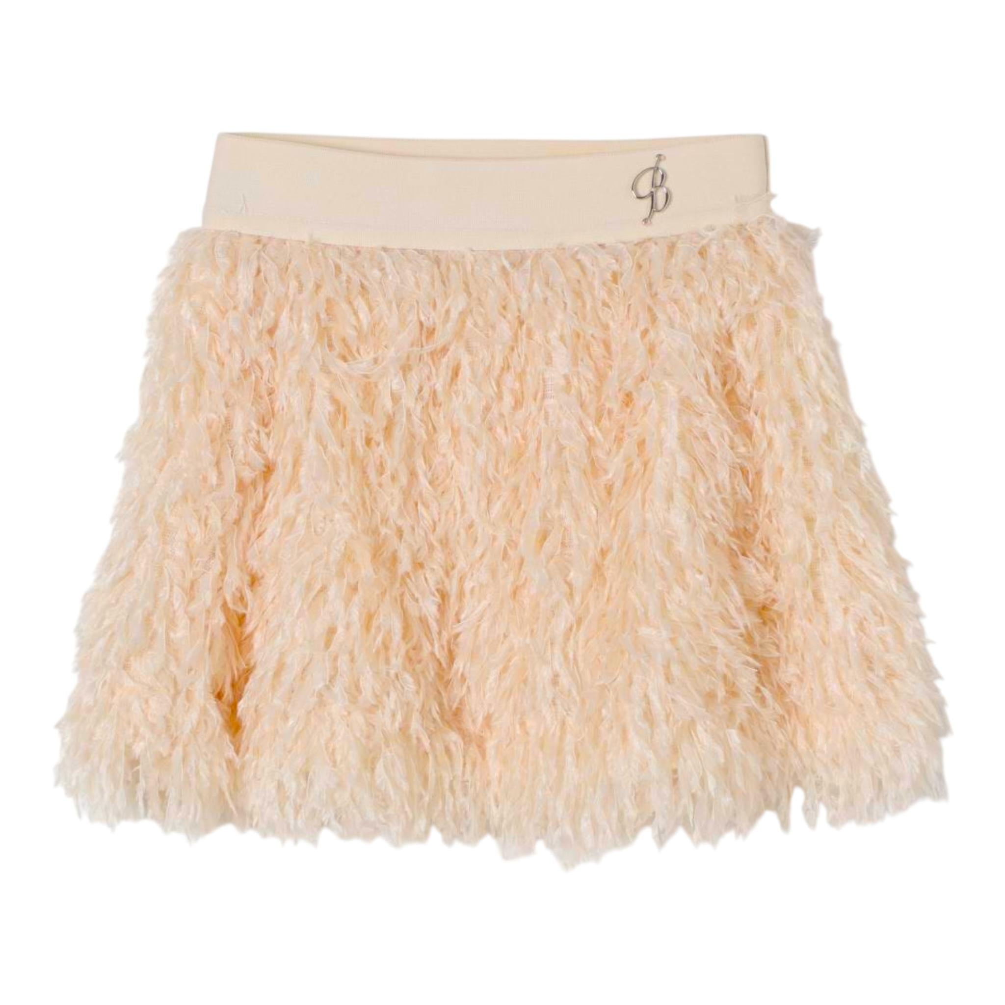 MISS BLUMARINE gonna tinta unita in pelliccia con logo Avorio per Bambina IF4074 AVORIO MISS BLUMARINE 