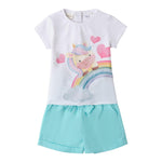 Sarabanda Completo 2 Pezzi T-Shirt-Short per Neonata 0B213N BIANCO/AZZURRO SARABANDA 