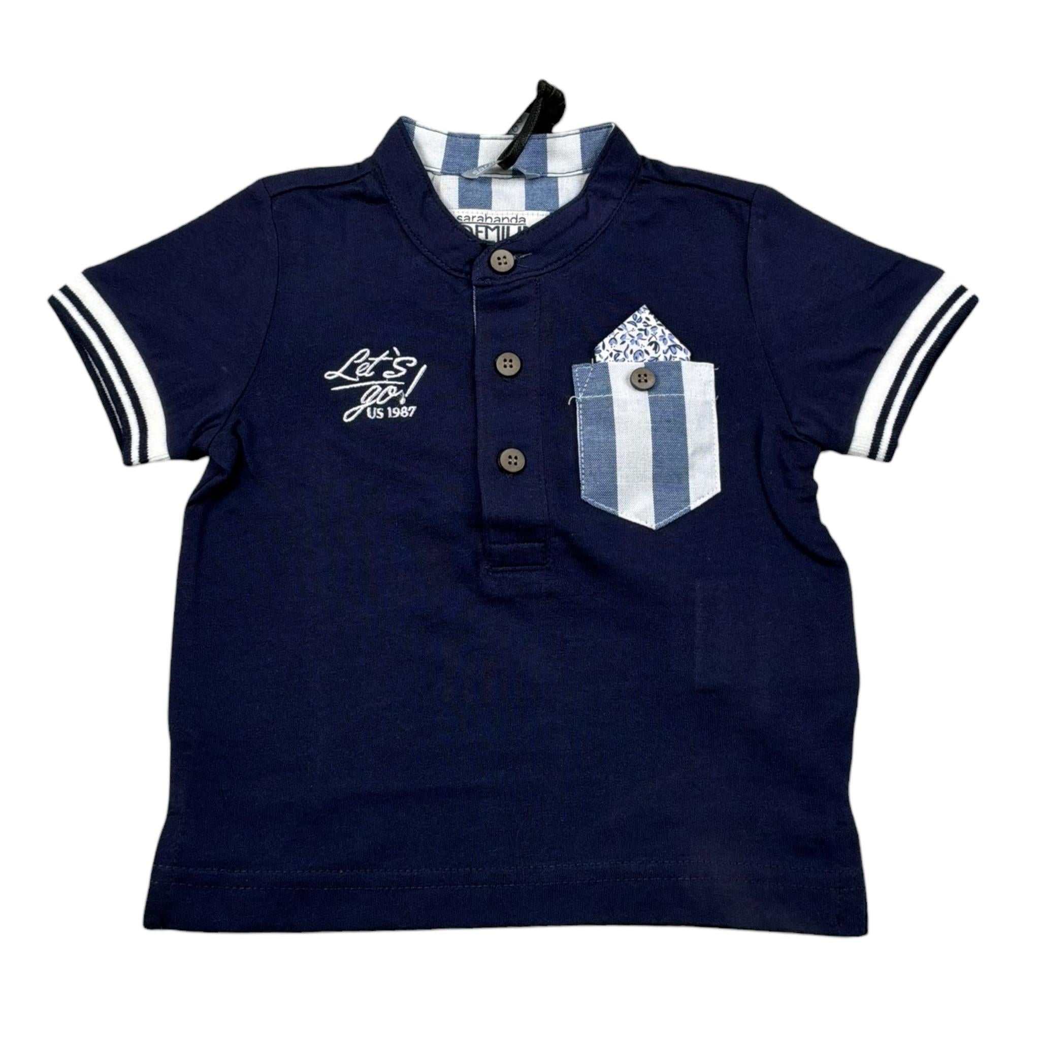 Sarabanda Polo Mezza Manica Tnta Unita con Taschino per Neonato 0J510 BLU SARABANDA 