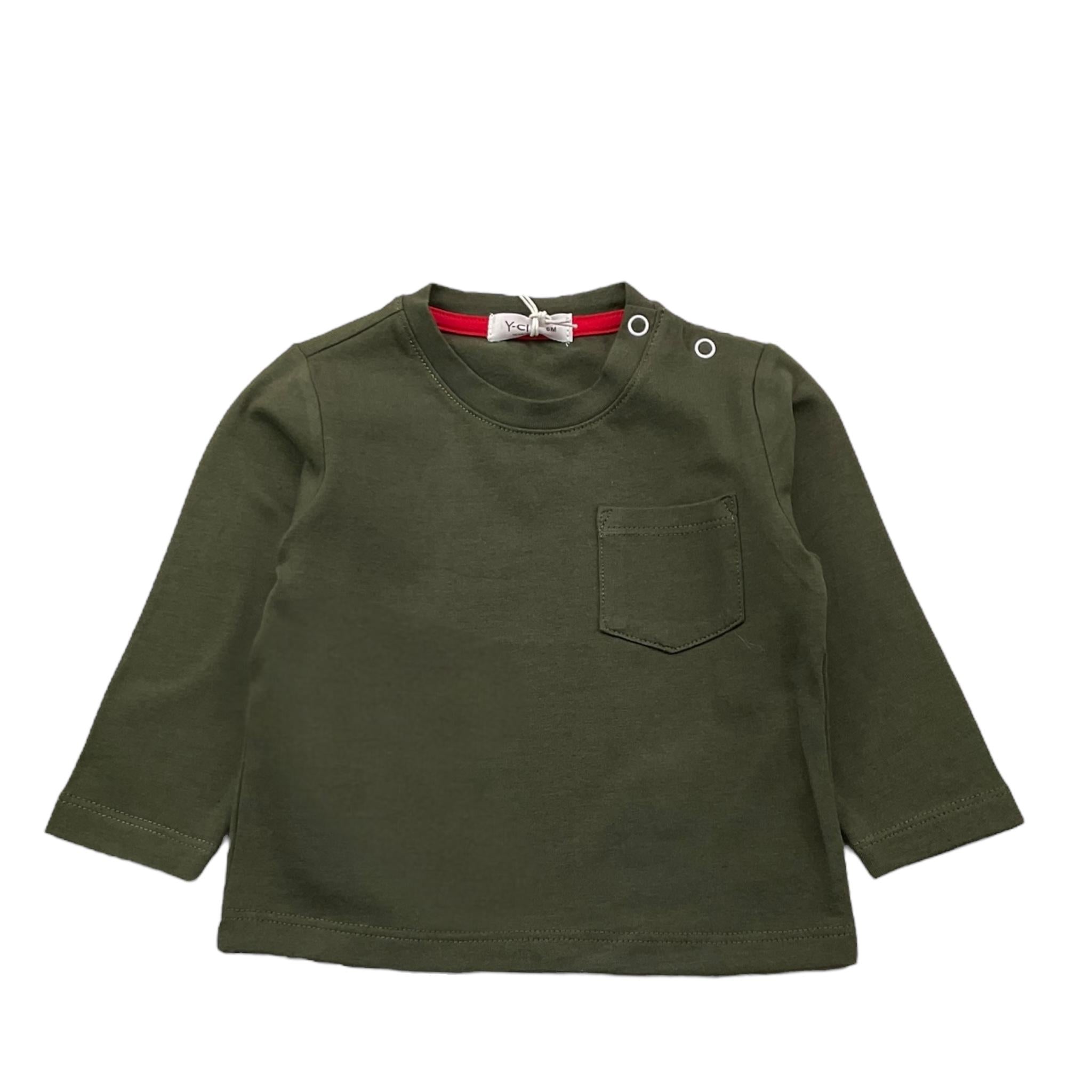 Y-CLU shirt girocollo tinta unita con taschino Verde per Neonato BYN10738 VERDE Y-CLU 