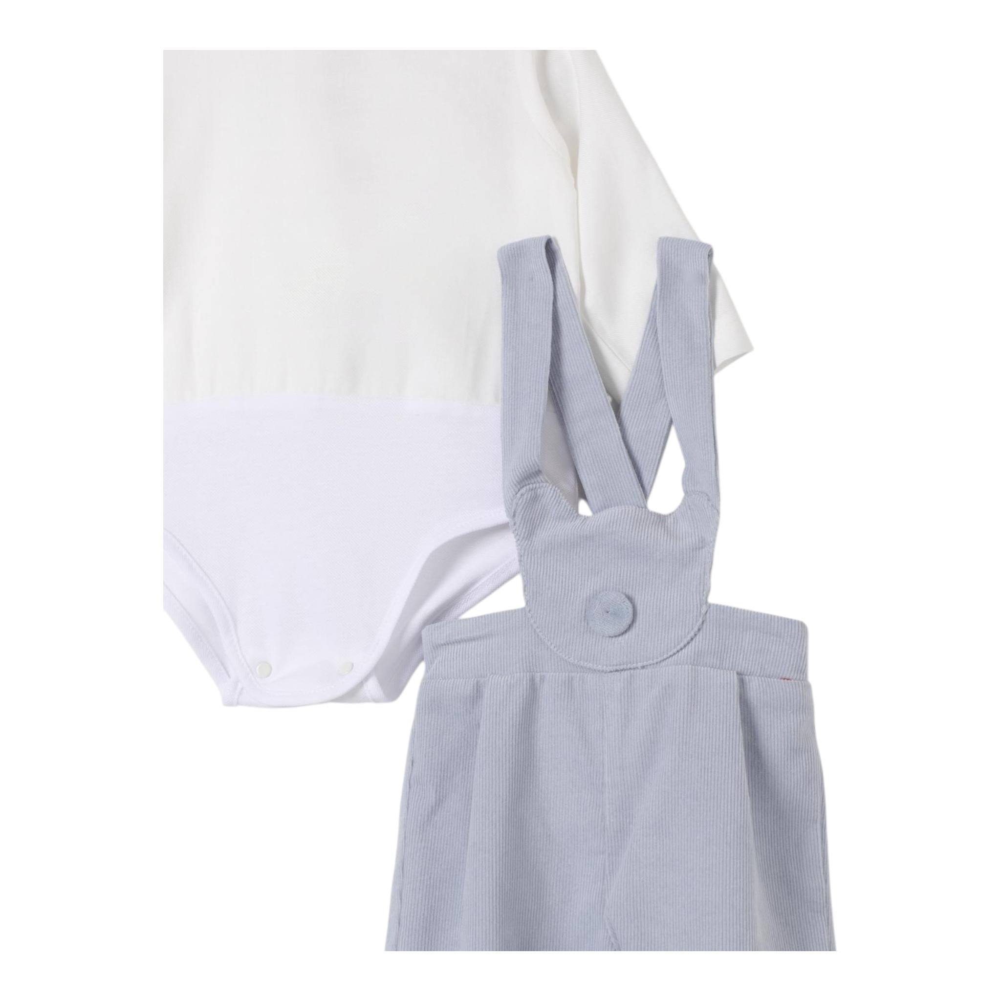 LA STUPENDERIA completo 2pz salopette-body bicolore Bianco/azzurro per Neonato TBCT07 BIANCO/AZZURRO LA STUPENDERIA 
