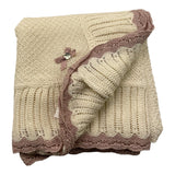 PAZ RODRIGUEZ coperta tinta unita con ricami Avorio per Neonata 029120518 AVORIO PAZ RODRIGUEZ 