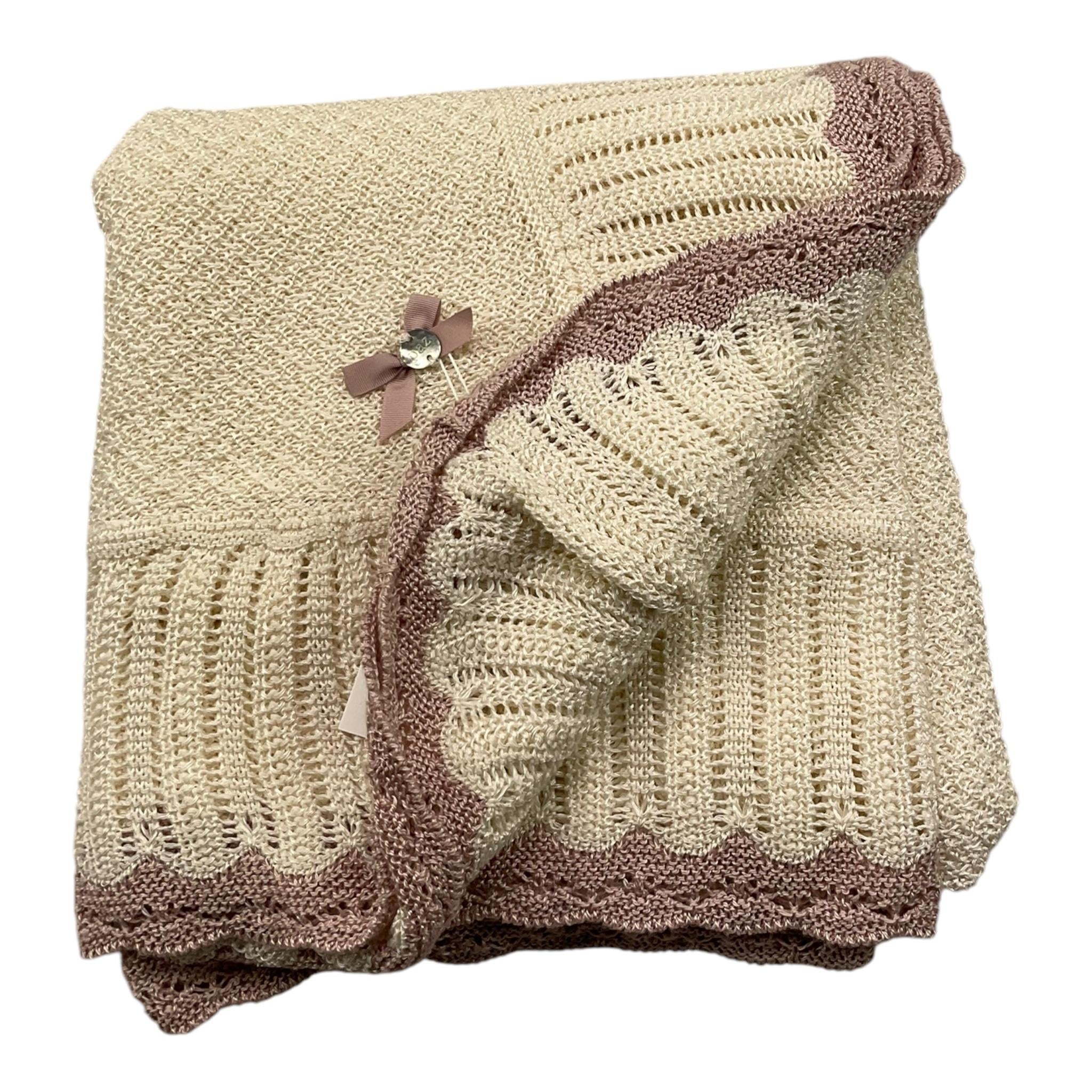 PAZ RODRIGUEZ coperta tinta unita con ricami Avorio per Neonata 029120518 AVORIO PAZ RODRIGUEZ 