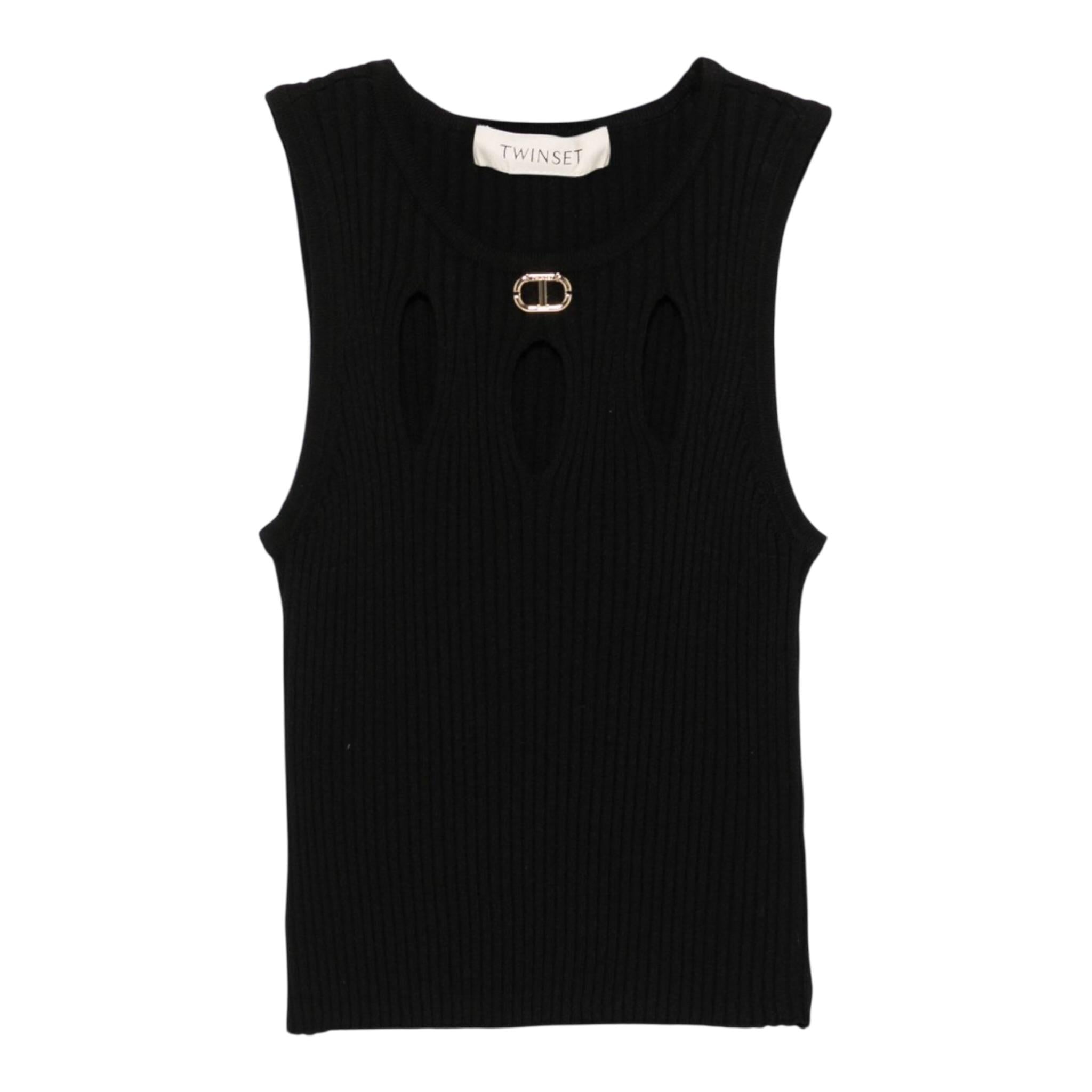 Twinset Canotta Tinta Unita con Logo per Bambina 251GJ3413X NERO TWINSET 
