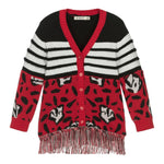 EMC cardigan stampa fantasia con frange Rosso/nero per Bambina CE2078 ROSSO/NERO EMC 