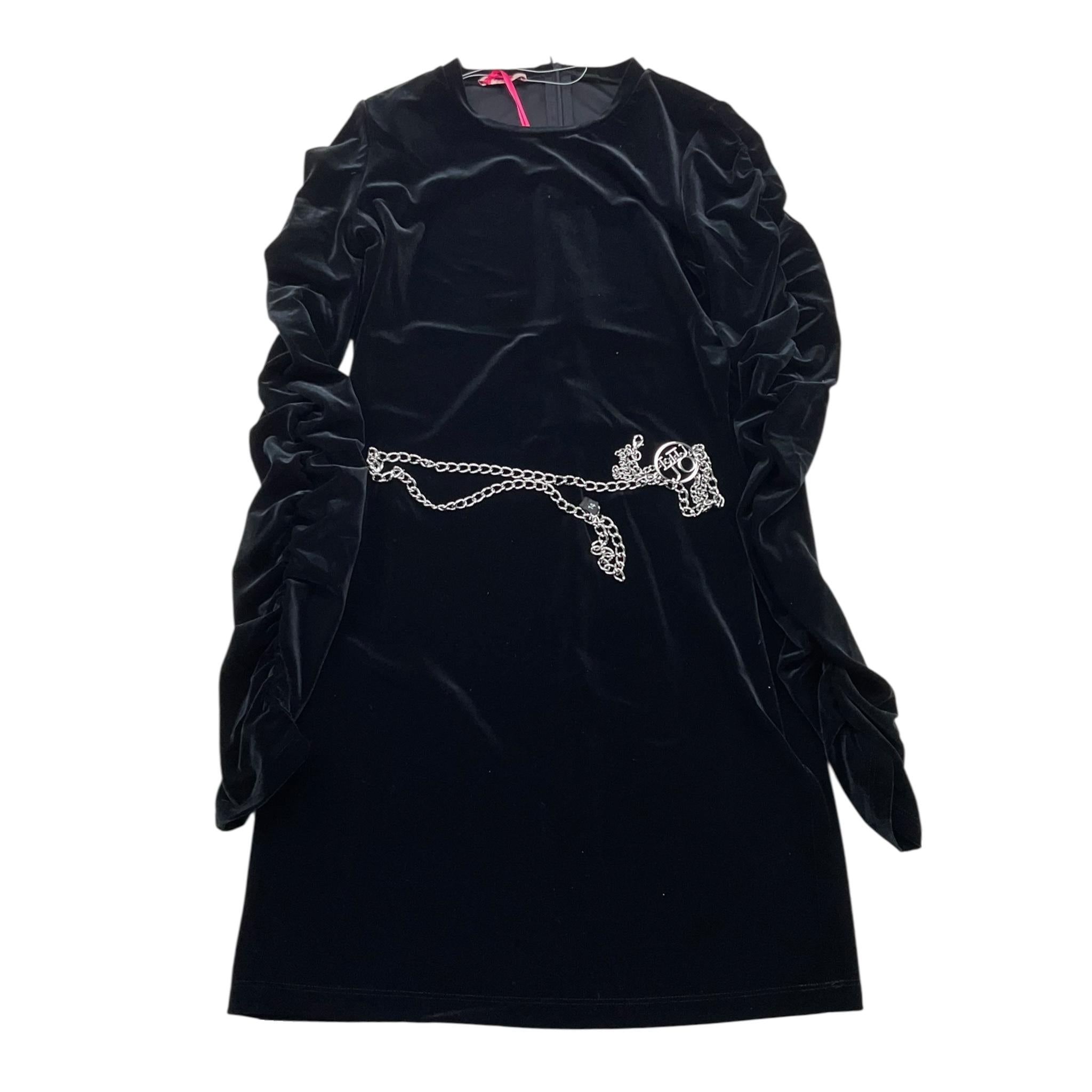 LIU JO abito manica lunga tinta unita in velluto e catena Nero per Bambina GF4177 NERO LIU JO 