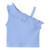 Mayoral Top Tinta Unita con Rouches per Bambina 3018 AZZURRO MAYORAL 