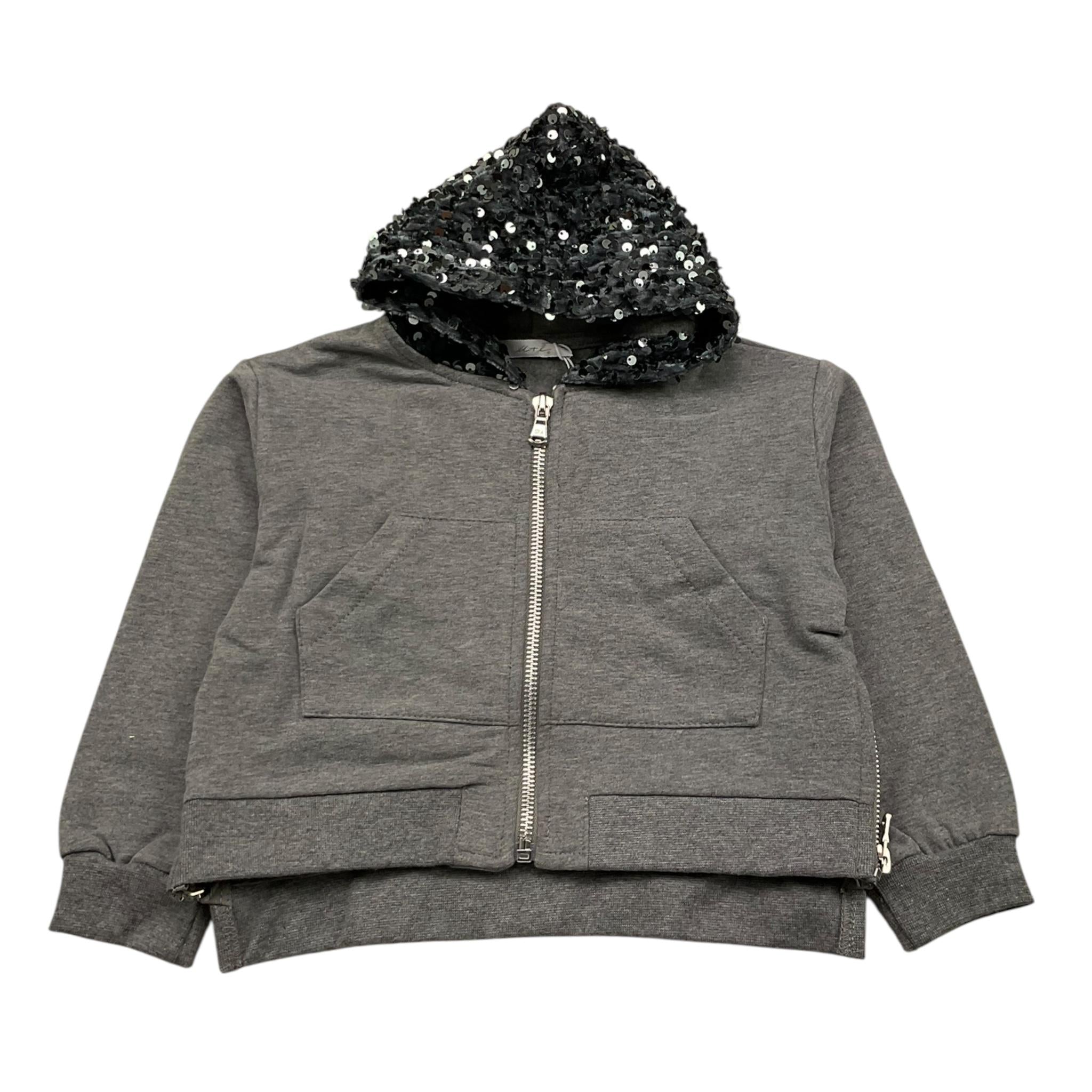 M+E' felpa con zip e cappuccio tinta unita con paillettes Grigio per Neonata UE1551N GRIGIO M+E' 