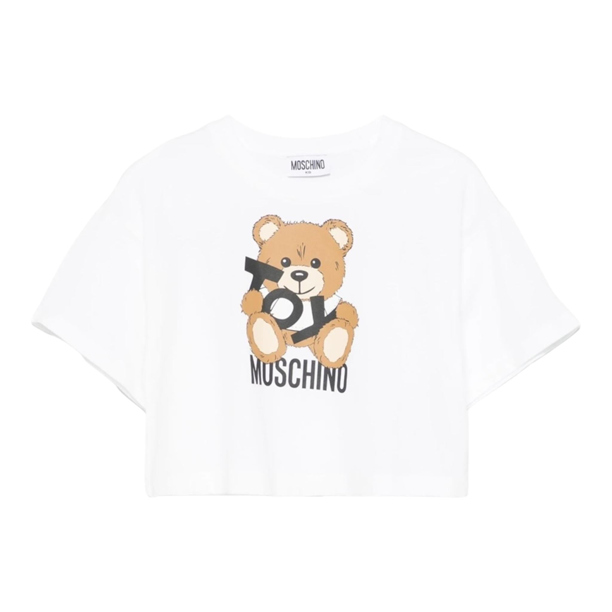 Moschino T-Shirt Girocollo Tinta Unita con Stampa per Bambina HDM06O BIANCO MOSCHINO 