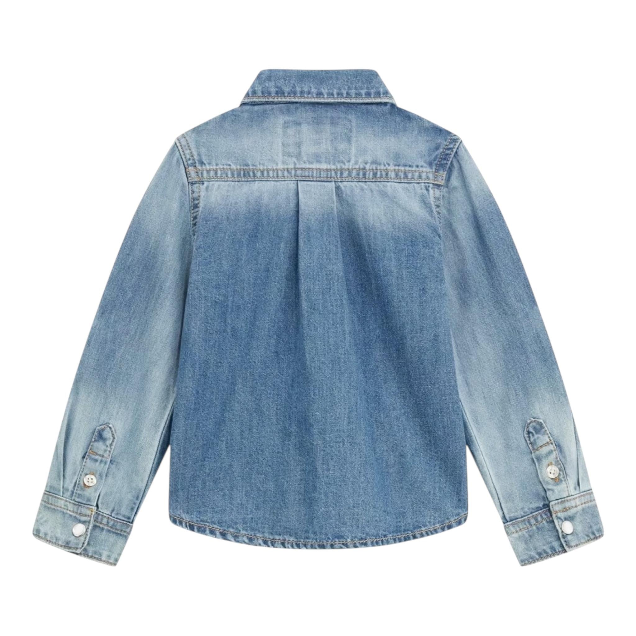 Guess Camicia Manica Lunga In Denim per Neonato N5RH05D5K80 AZZURRO GUESS 