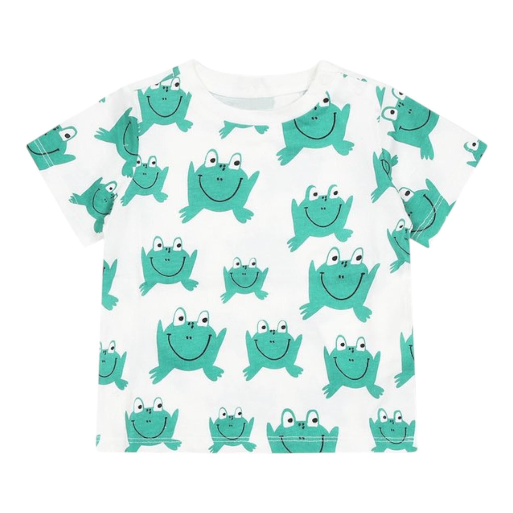Stella Mccartney T-Shirt Girocollo Tinta Unita con Stampe Rana per Bambino TW8561J BIANCO STELLA McCARTNEY 