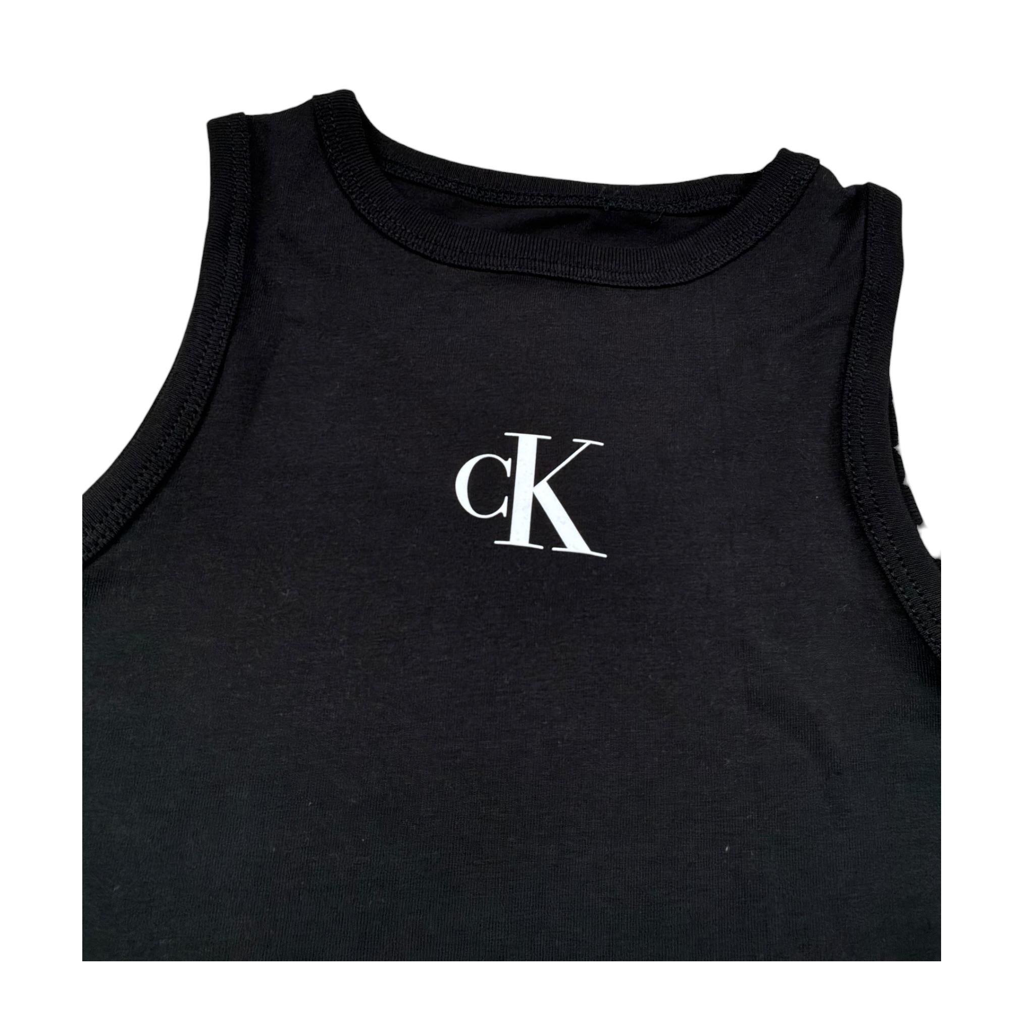 Calvin Klein Canotta Tinta Unita con Logo per Bambina IG0IG02435XX NERO CALVIN KLEIN 