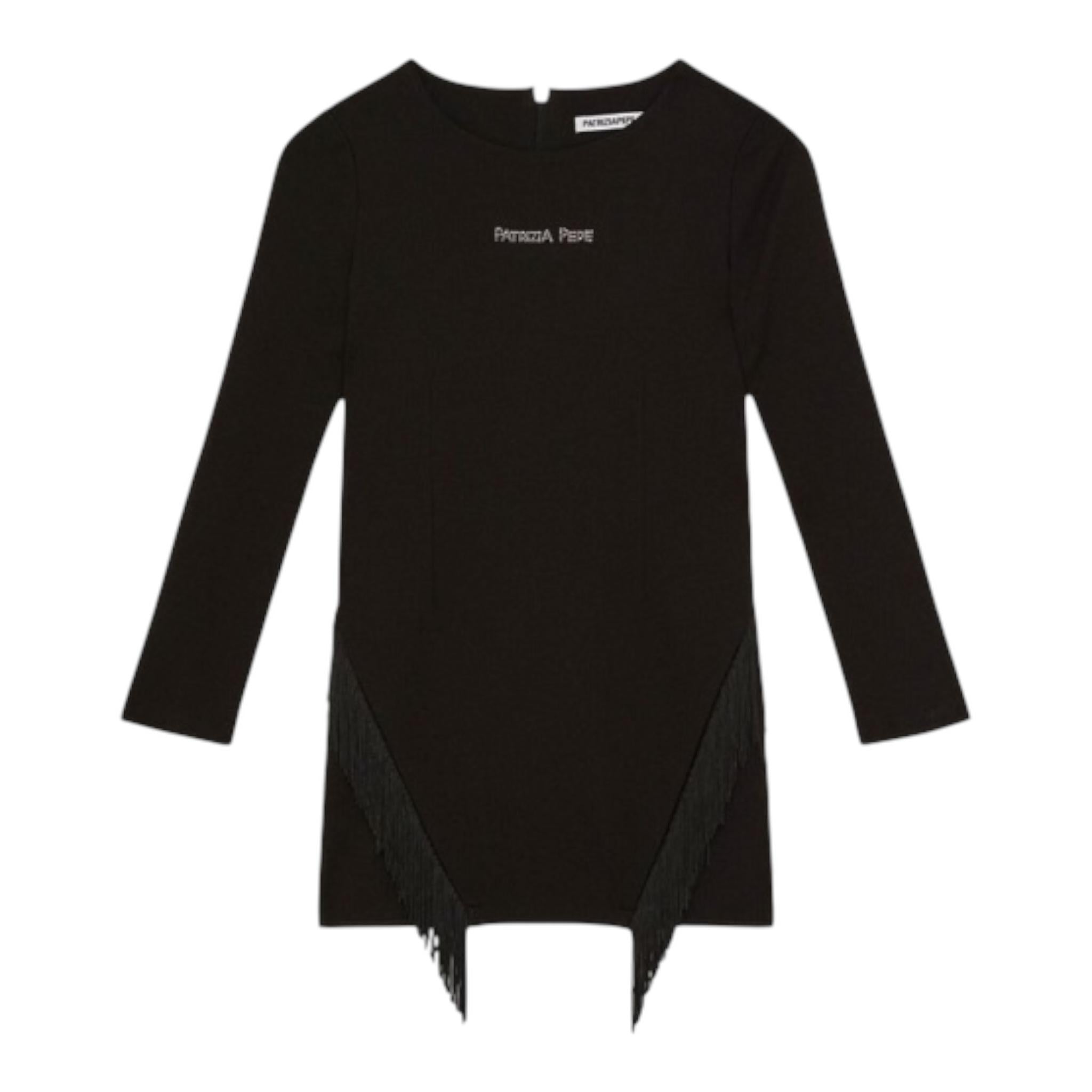 PATRIZIA PEPE abito manica lunga tinta unita con frange Nero per Bambina 7A0515X NERO PATRIZIA PEPE 