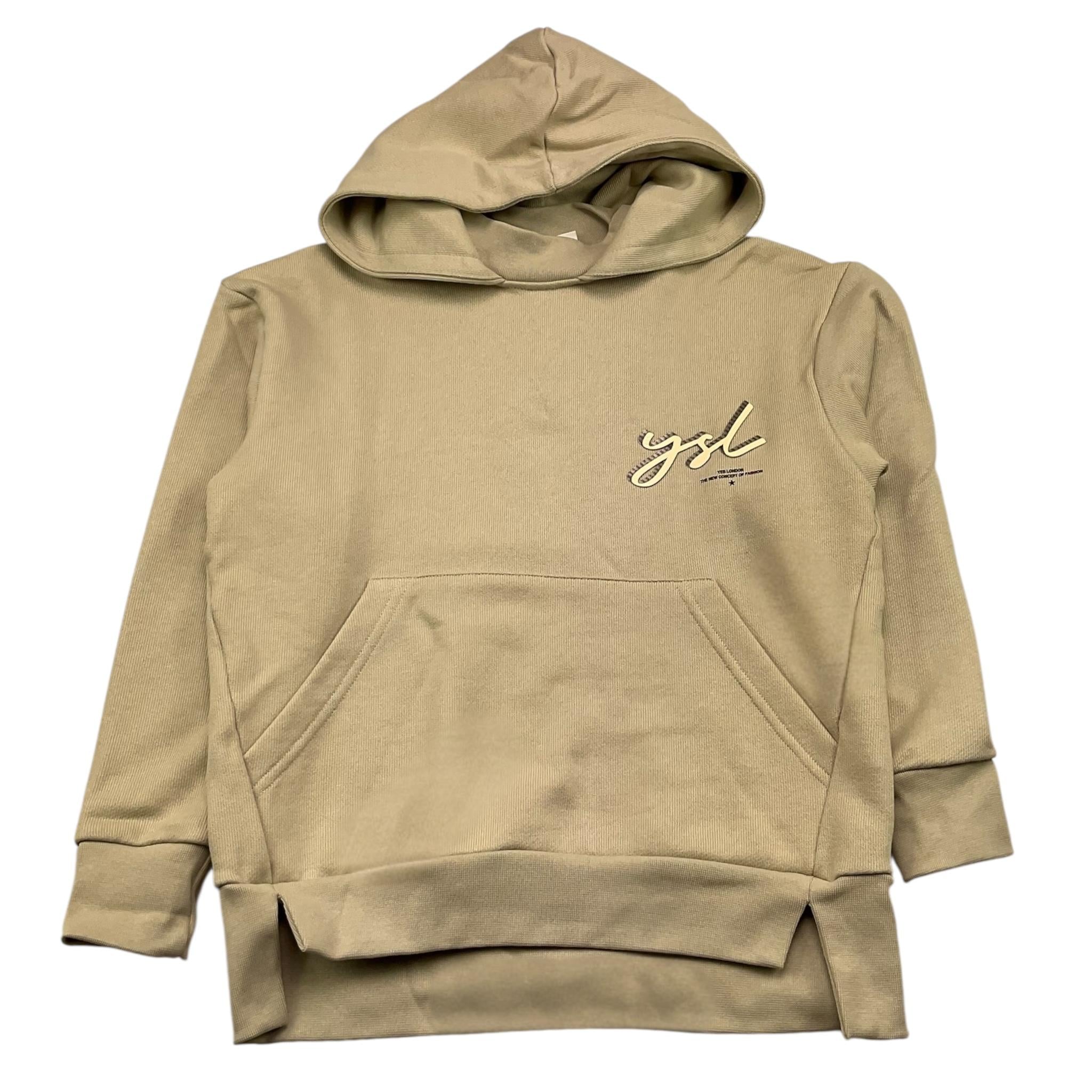 YES LONDON felpa chiusa con cappuccio tinta unita con logo Beige per Neonato JR5082N BEIGE YES LONDON 