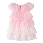 Sarabanda Abito Giromanica Tinta Unita con Tulle per Neonata 0B337 ROSA SARABANDA 