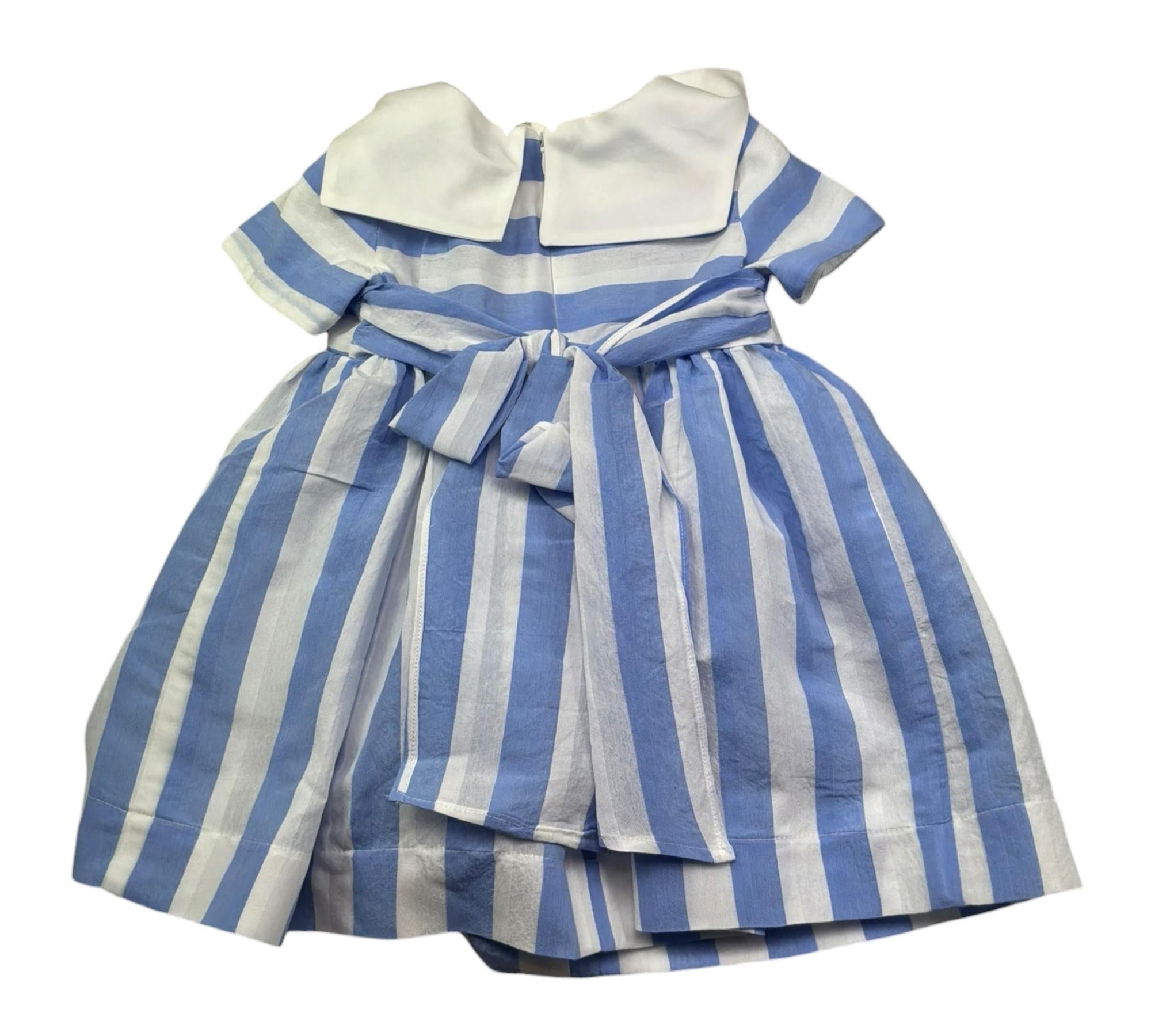 Le Bebe Abito Mezza Manica Fantasia A Righe per Neonata LBG6363 BIANCO/AZZURRO LE BEBE 