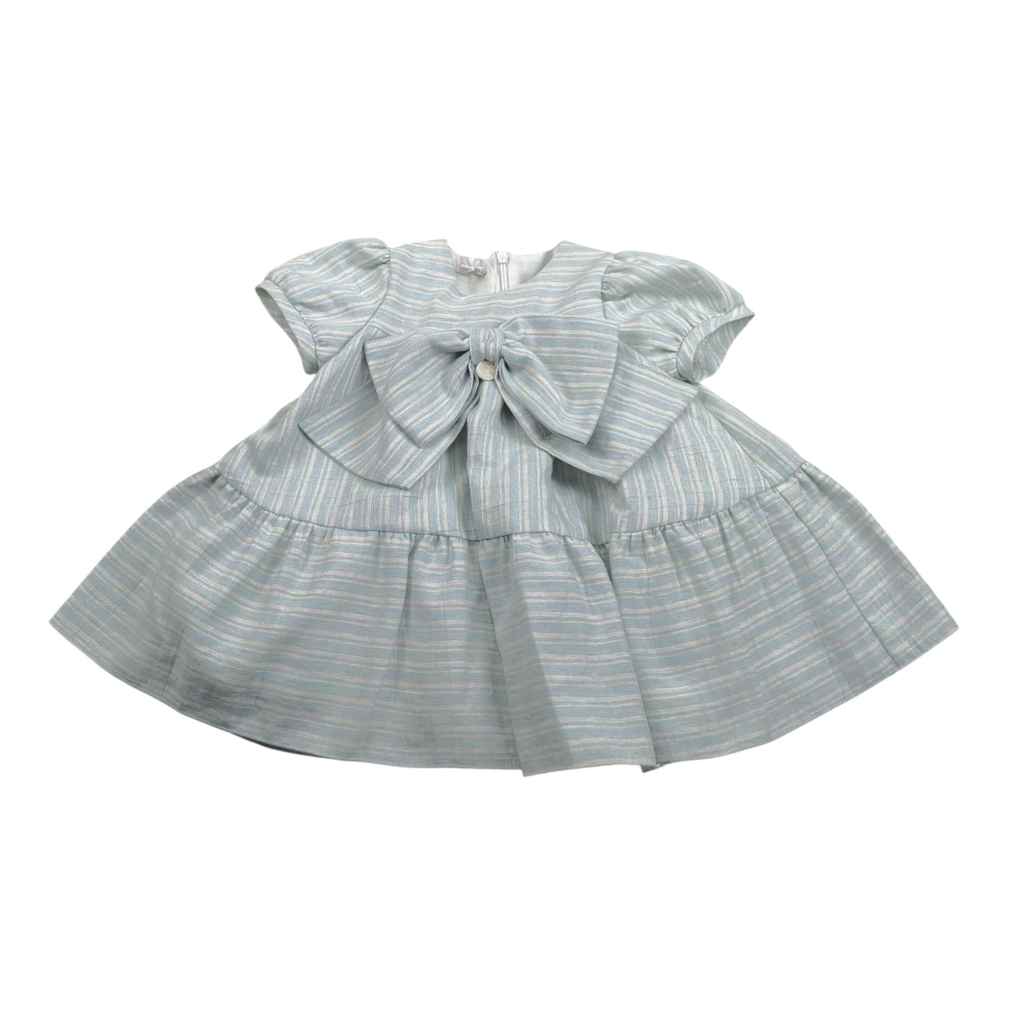 abito tinta unita con fantasia a righe LBG6320 AZZURRO LE BEBE' 