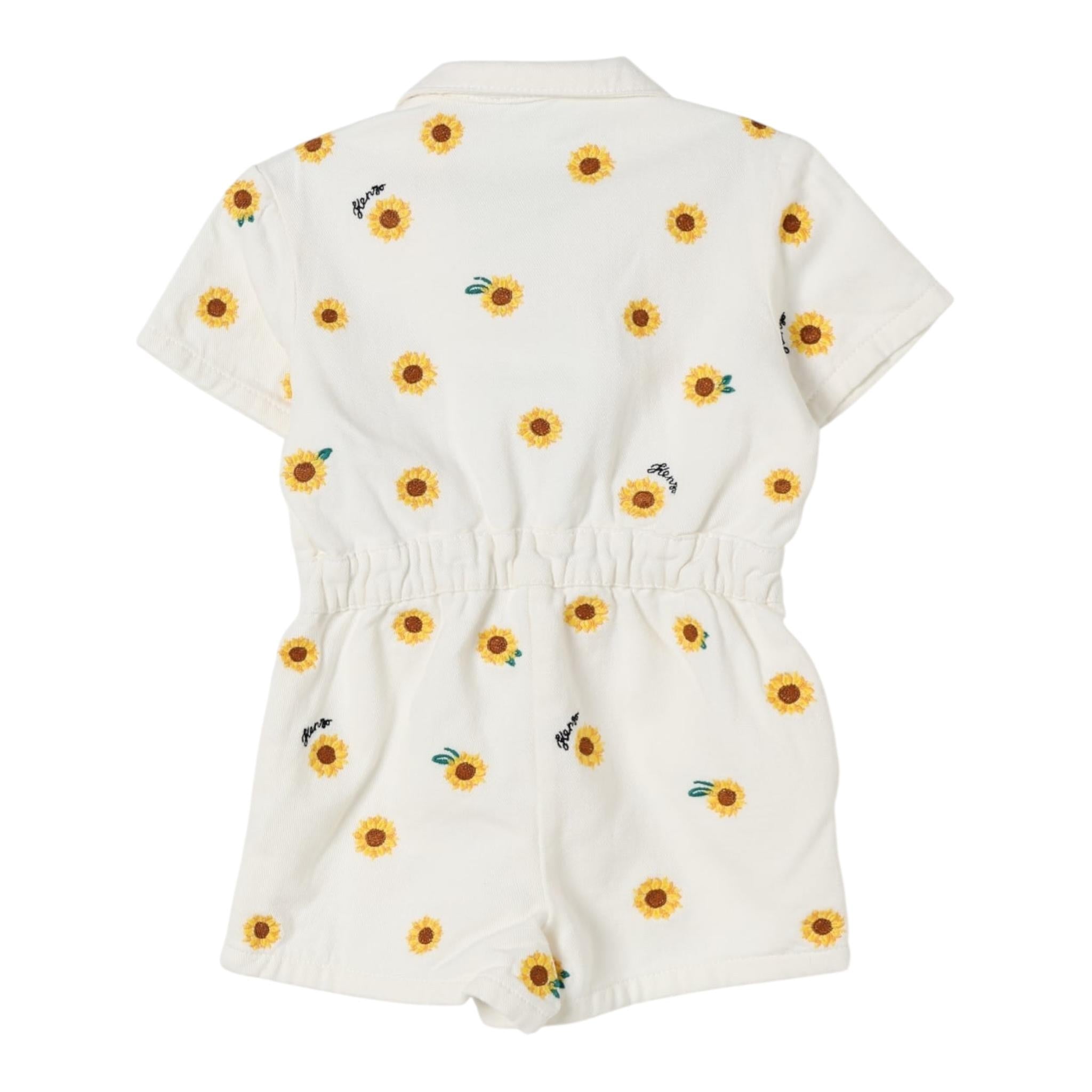 Kenzo Tutina Intera Tinta Unita con Fantasia Margherite per Neonata K61038 BIANCO KENZO 