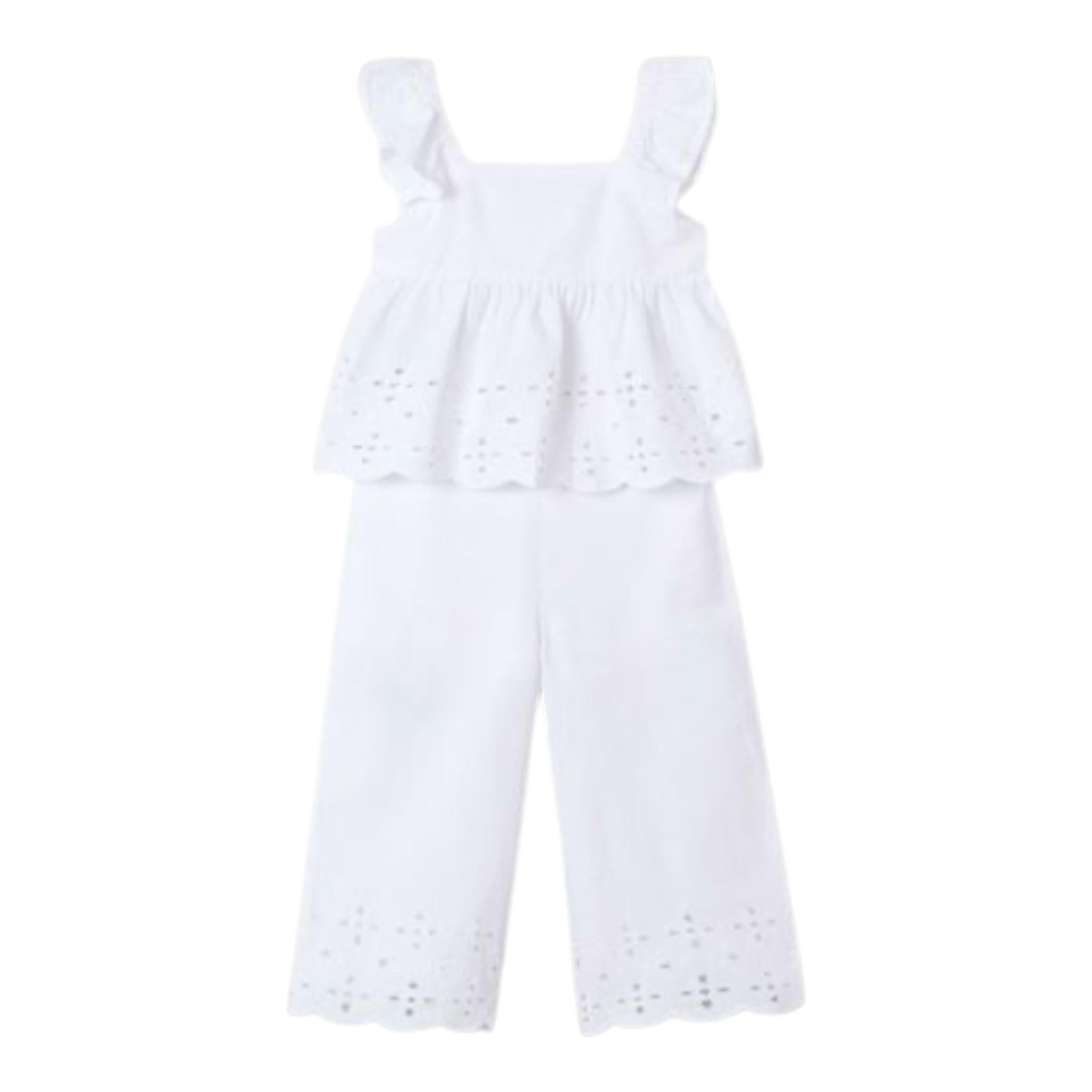 Mayoral Completo 2 Pezzi Top-Pantalone Tinta Unita per Bambina 3561 BIANCO MAYORAL 