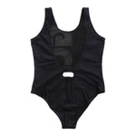 Gcds Costume Intero Tinta Unita con Stampa per Bambina 027966 NERO GCDS 