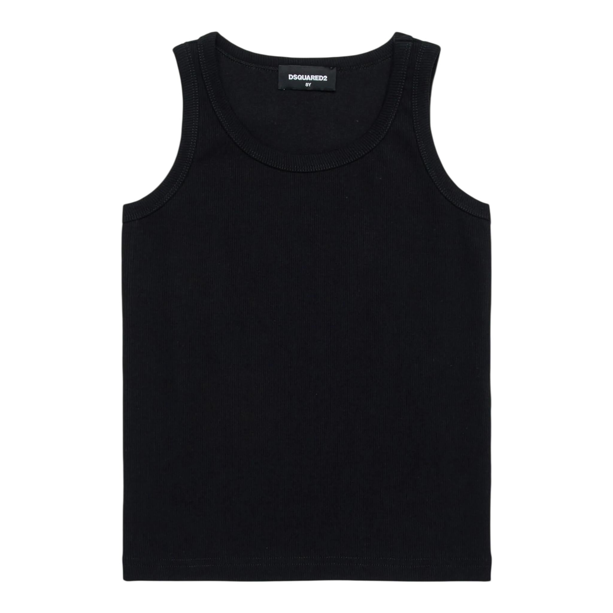 Dsquared2 Canotta Girocollo tinta unita con Logo Nero per Bambino DQ2783X NERO DSQUARED2 