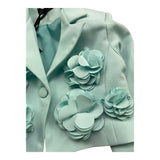 Petit Posh Giacca Crop Tinta Unita con Applicazioni per Bambina GFBS25068GC VERDE ACQUA PETIT POSH 