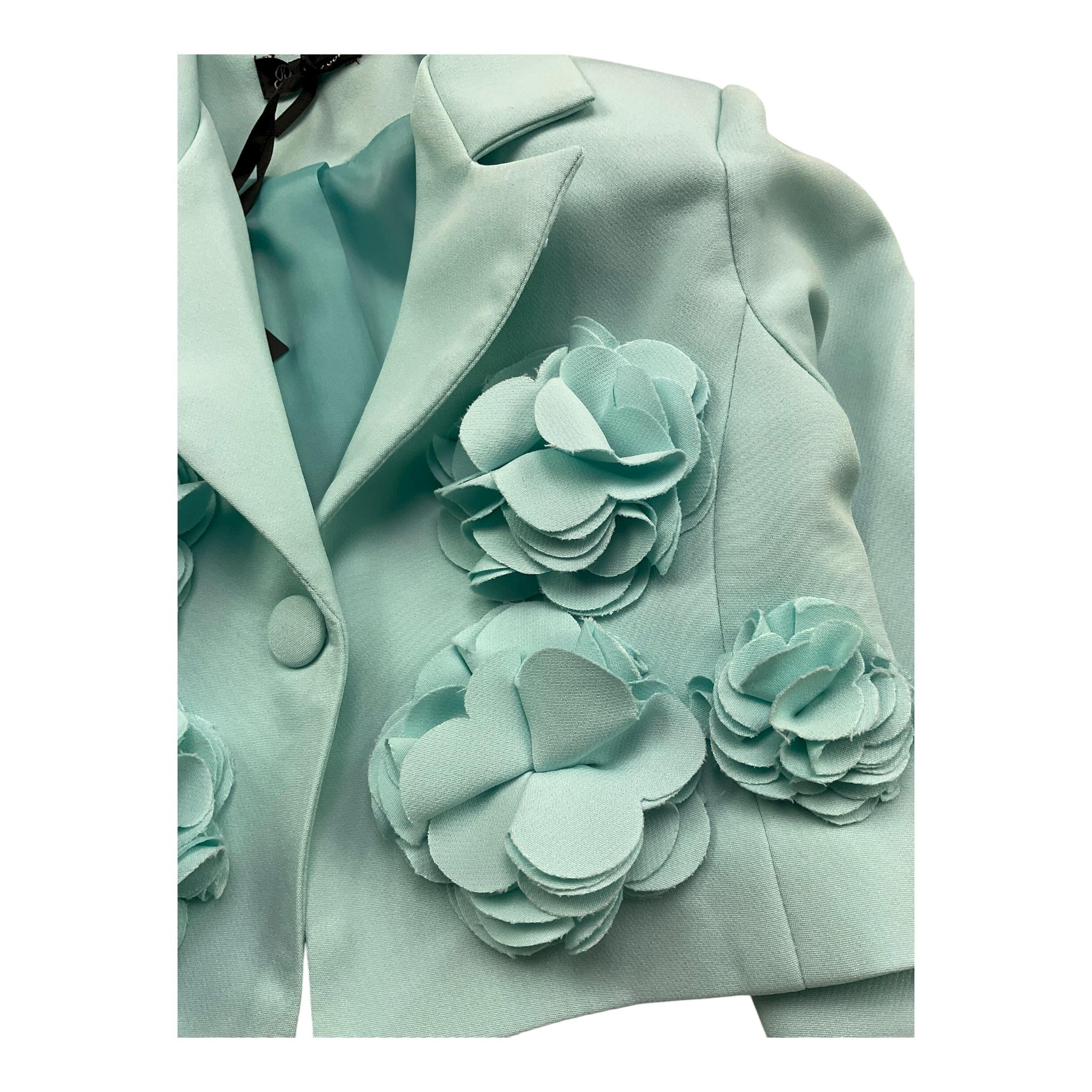 Petit Posh Giacca Crop Tinta Unita con Applicazioni per Bambina GFBS25068GC VERDE ACQUA PETIT POSH 