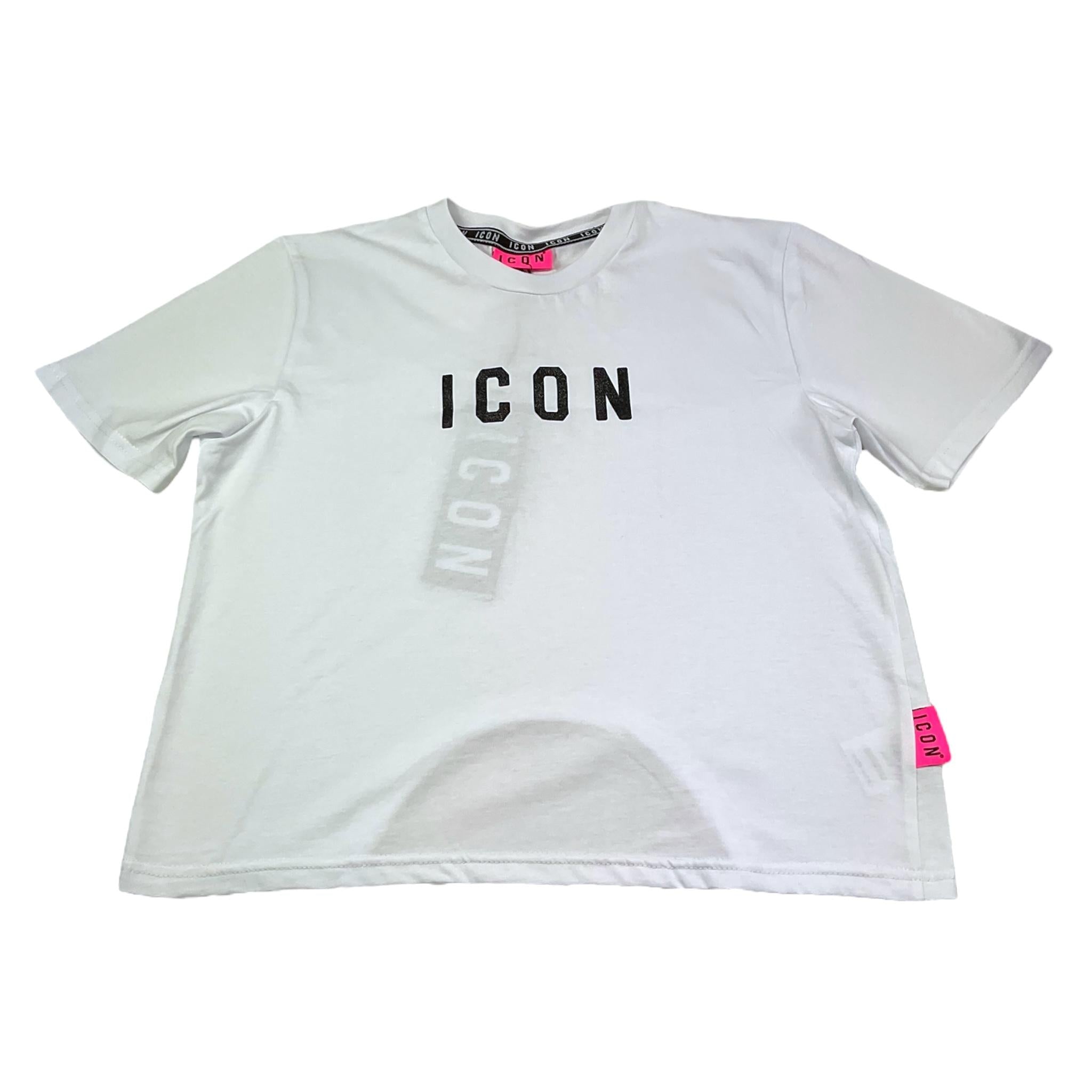 Icon T-Shirt Tinta Unita con Brillantini per Bambina IGKS005 BIANCO ICON 
