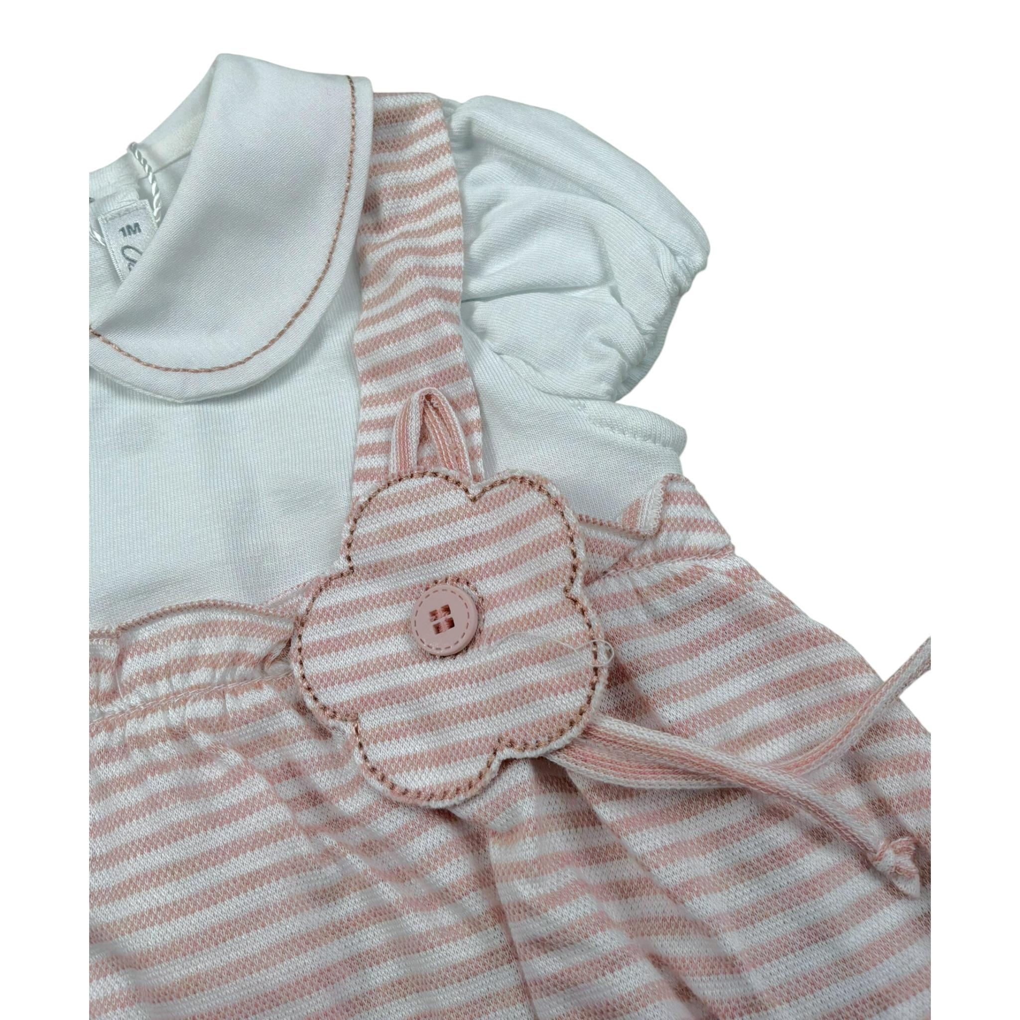 Barcellino Pagliaccetto Bicolore Mezza Manica per Neonata 120903 BIANCO/ROSA BARCELLINO 