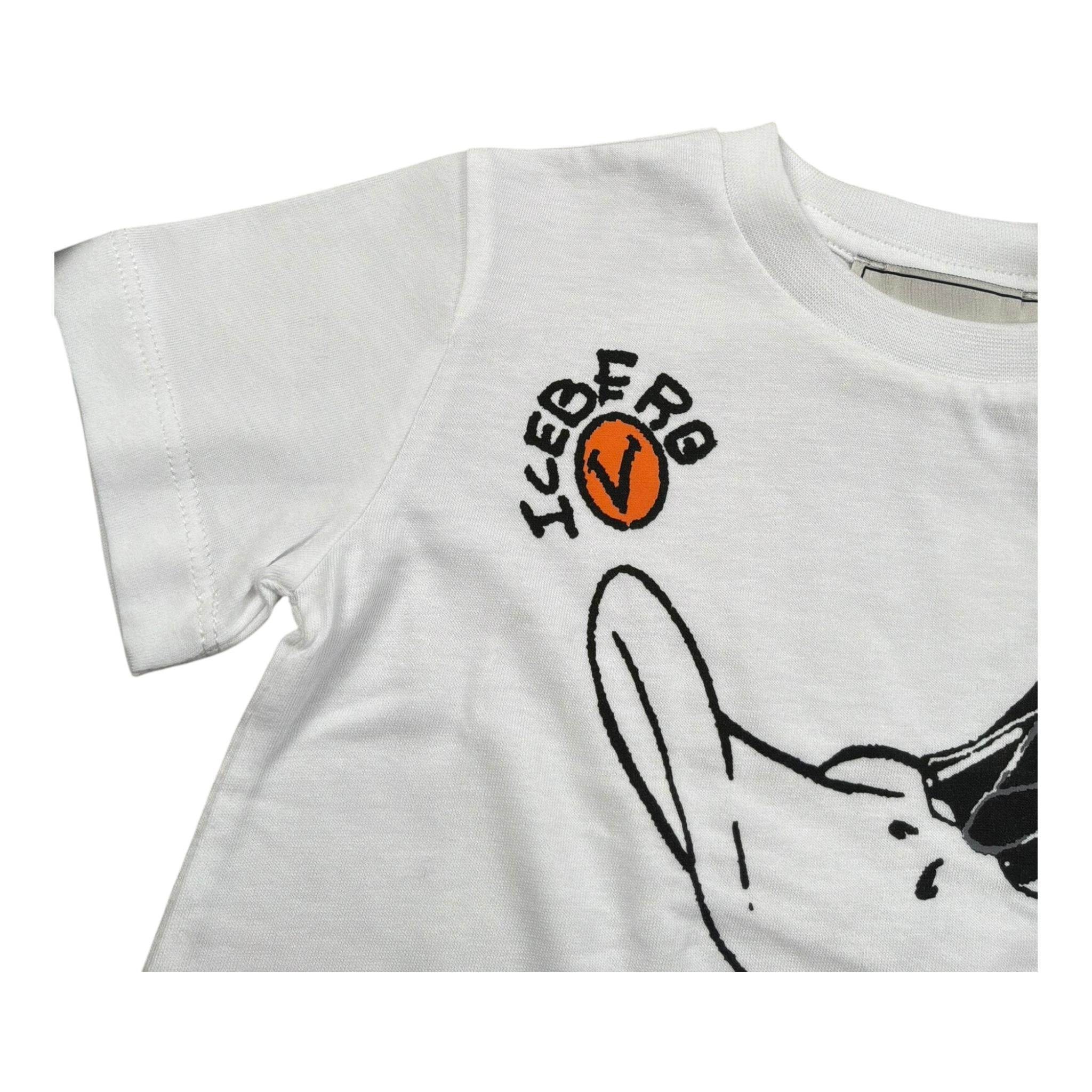 Iceberg T-Shirt Girocollo Tinta Unita con Stampe In Contrasto per Neonato TSICE5102BXX BIANCO ICEBERG 