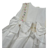 Pure Firenze Abito Giromanica Tinta Unita con Ricamii per Neonata PC01244 BIANCO PURE FIRENZE 