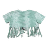 Just Cavalli T-Shirt Modello Crop con Frange per Bambina JGP26214TS VERDE ACQUA JUST CAVALLI 