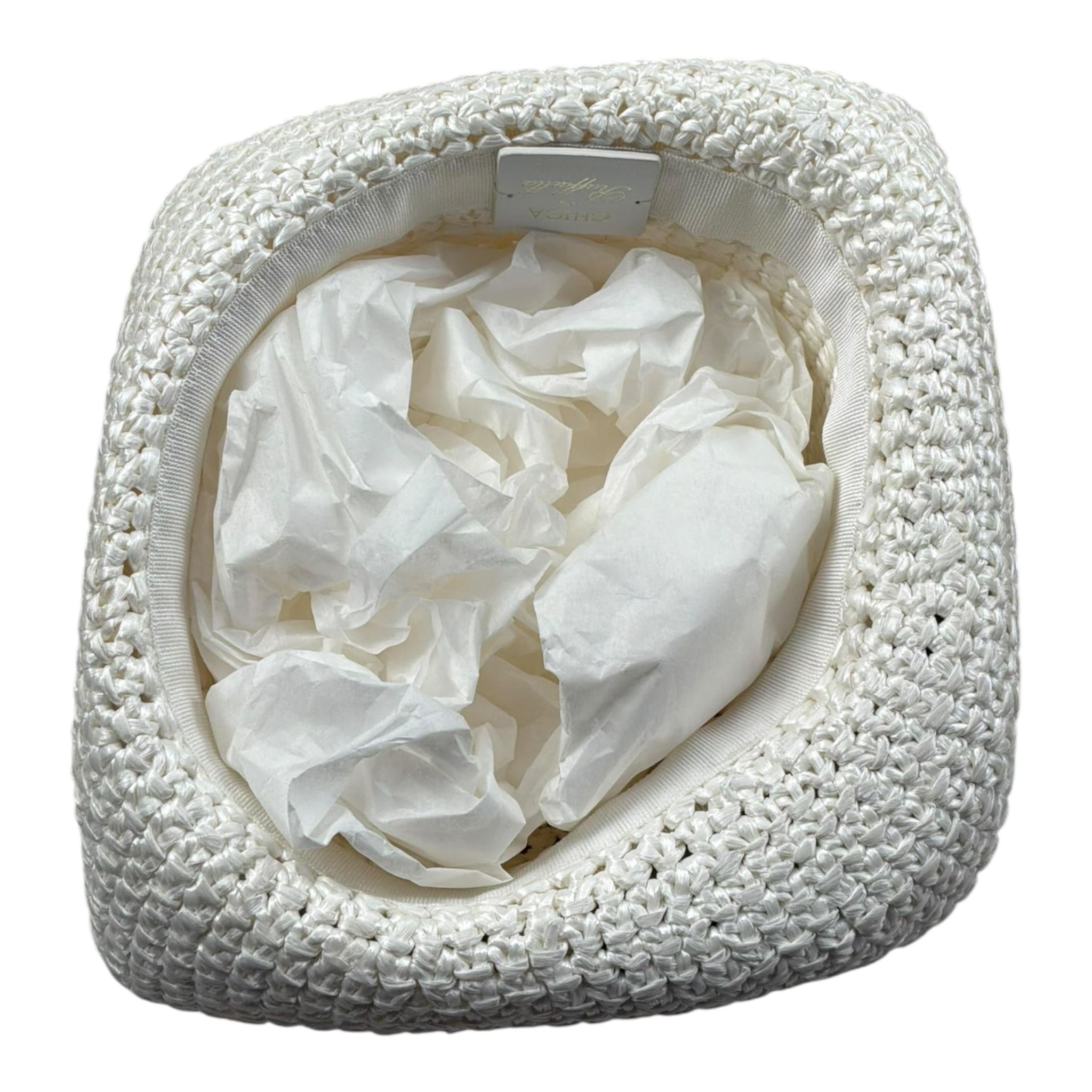 Raffaella Cappello Paglia Tinta Unita con Applicazioni per Bambina CHICA BIANCO RAFFAELLA 